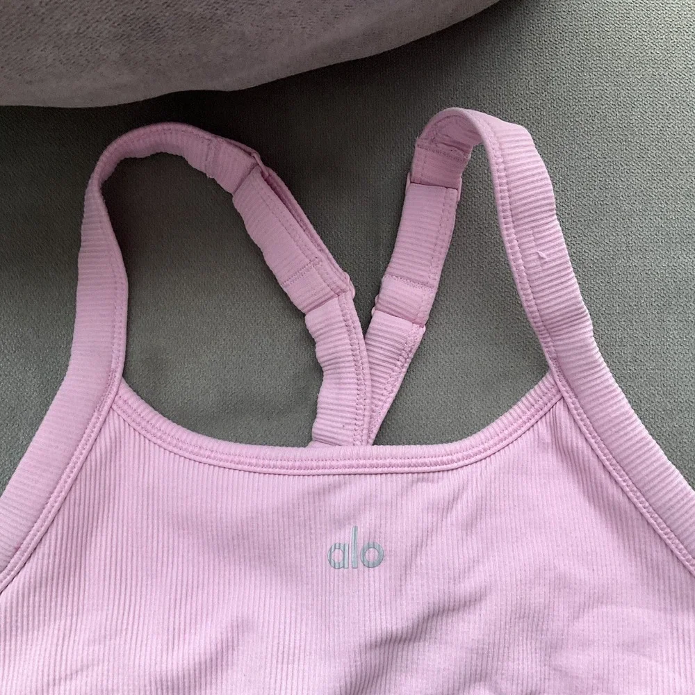 Alo Yoga Seamless Ribbed Favorite Bra Tank Sweet Pink M